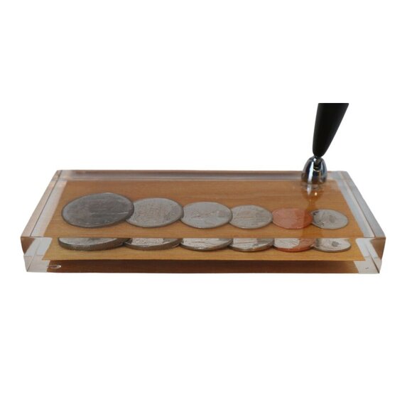 Vintage Paperweight Pen Set Holder Canada 1973 Coin Set - Picture 3 of 5